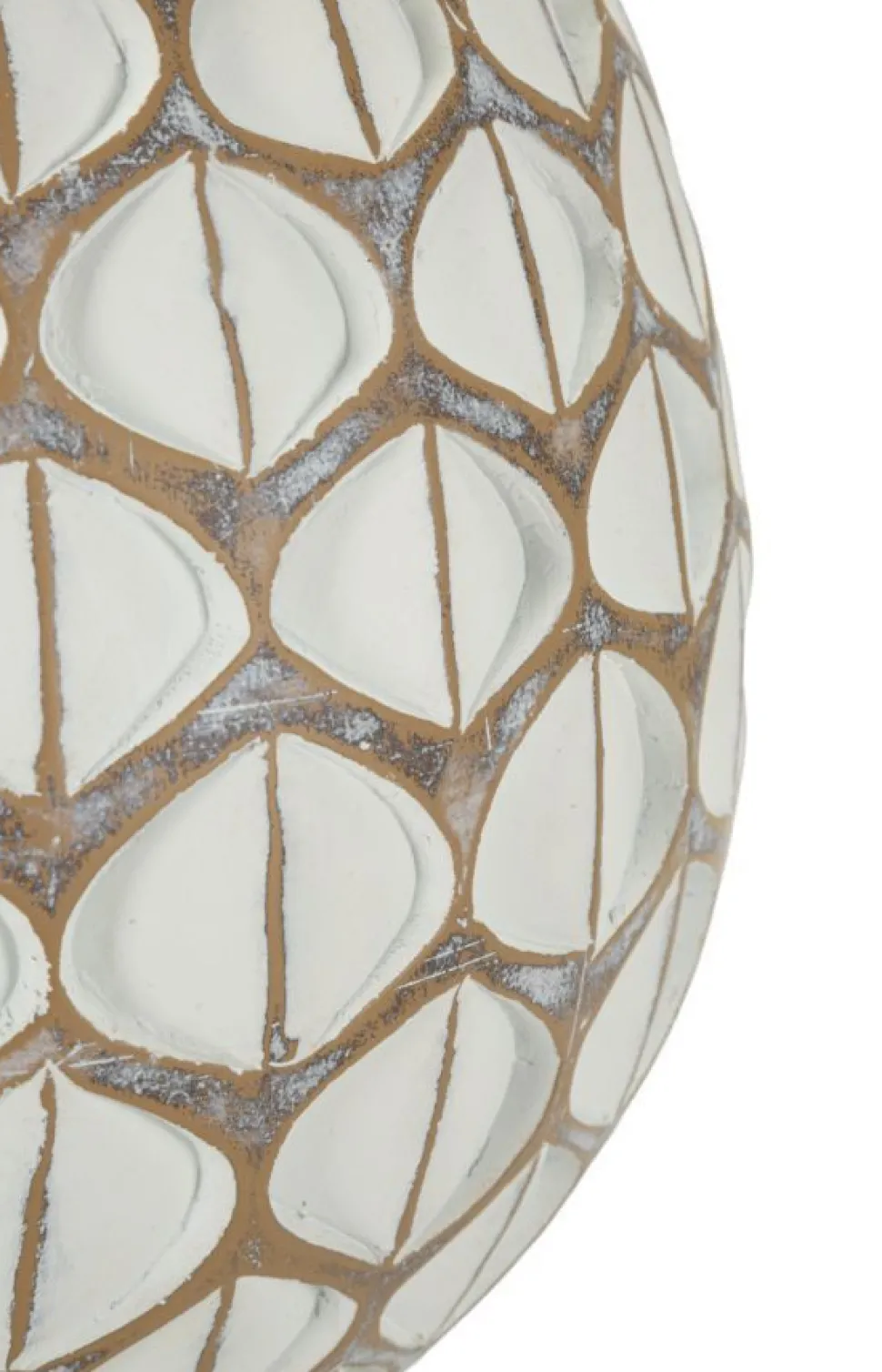 Vase en résine Tibet design géométrique blanc et marron
