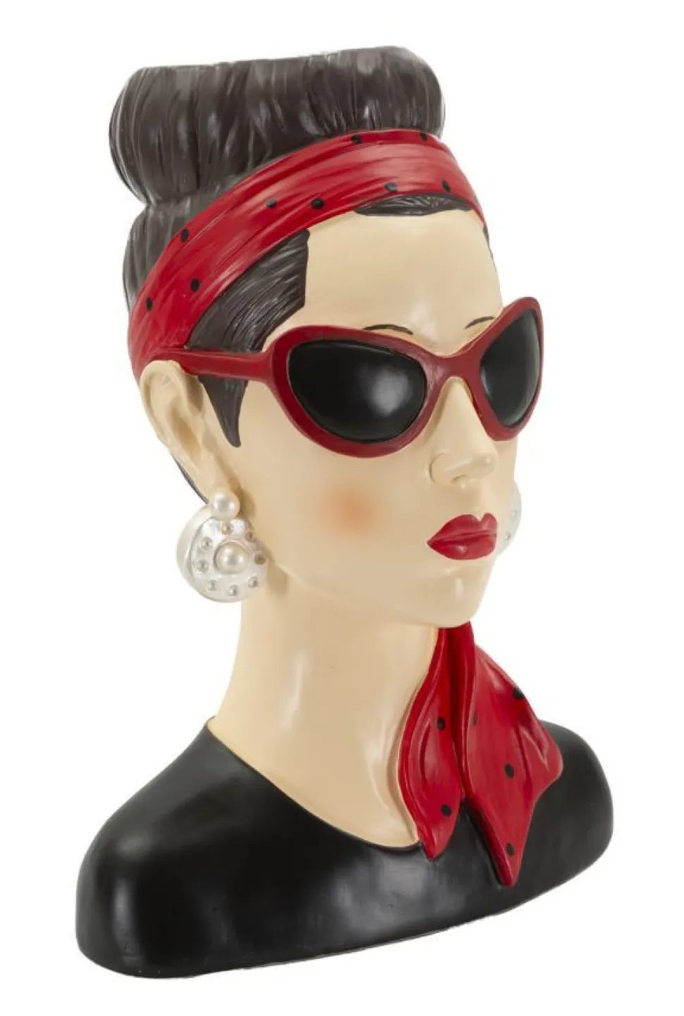 Vase Femme Hollywood Polyresine Noir et Rouge