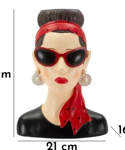 Vase Femme Hollywood Polyresine Noir et Rouge