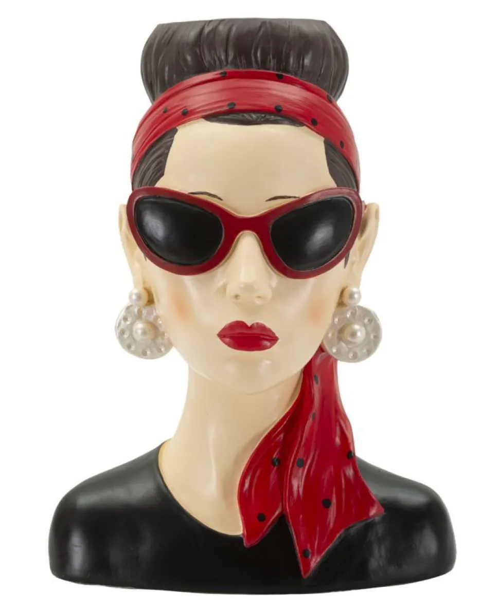 Vase Femme Hollywood Polyresine Noir et Rouge