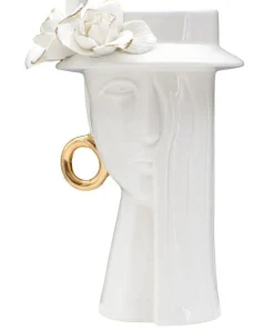 Vase femme porcelaine blanche décorations dorées