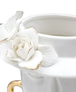 Vase femme porcelaine blanche décorations dorées