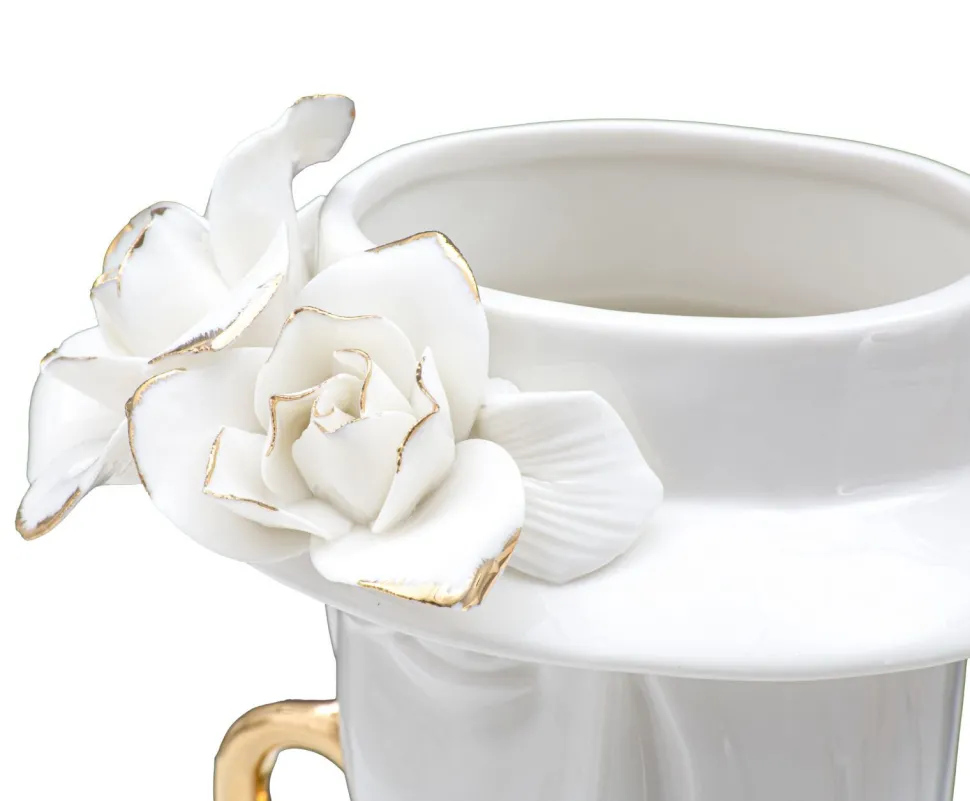 Vase femme porcelaine blanche décorations dorées