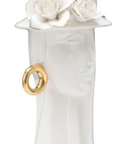 Vase femme porcelaine blanche décorations dorées