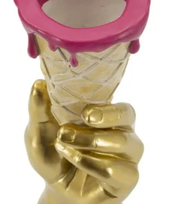 Vase Flower Cone main dorée et cornet crème