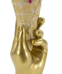 Vase Flower Cone main dorée et cornet crème