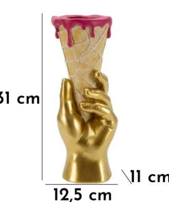 Vase Flower Cone main dorée et cornet crème
