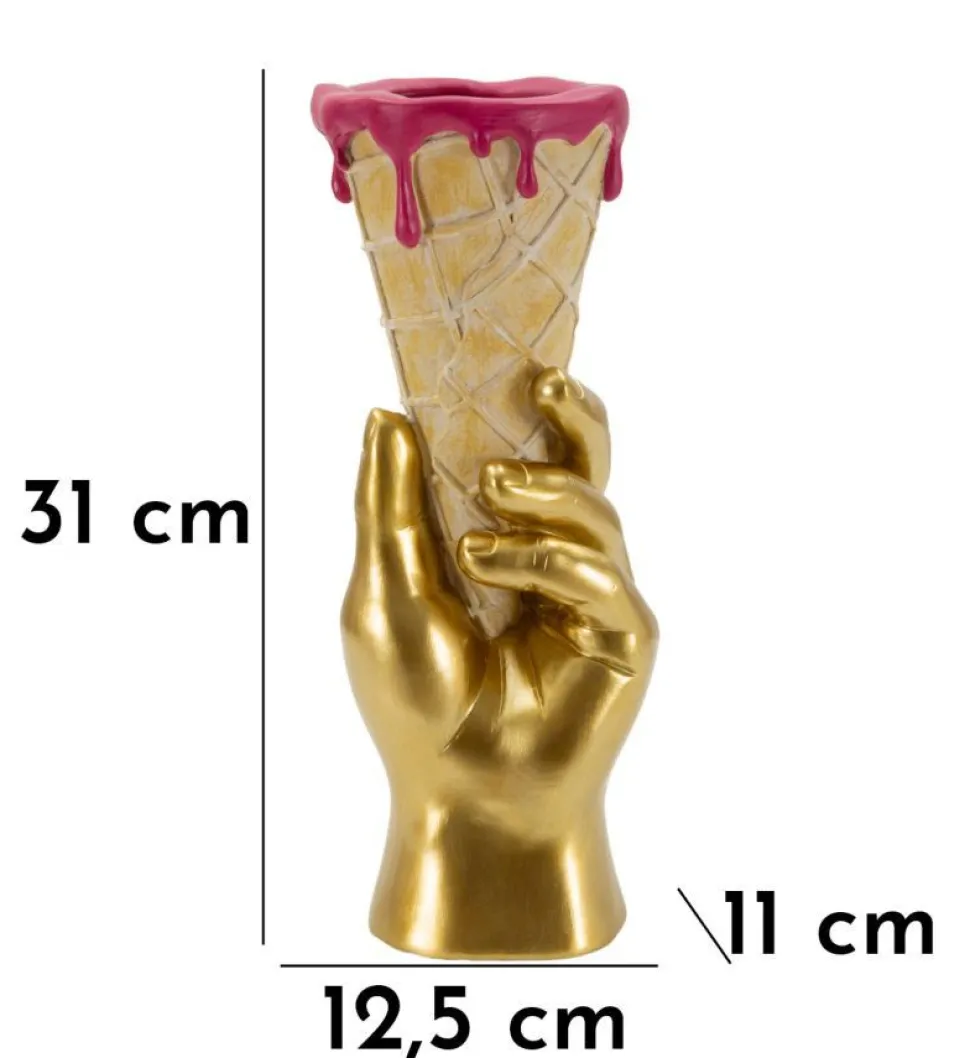 Vase Flower Cone main dorée et cornet crème