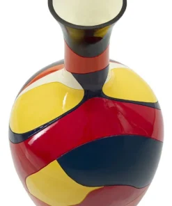 Vase géométrique multicolore en polyrésine