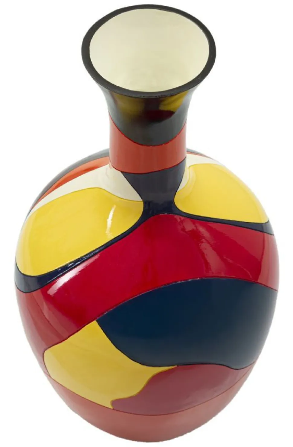 Vase géométrique multicolore en polyrésine