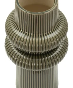 Vase harmonieux en céramique sculptée couleur taupe
