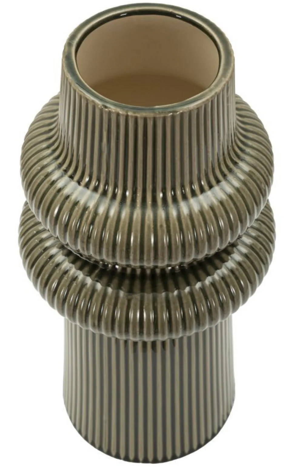 Vase harmonieux en céramique sculptée couleur taupe