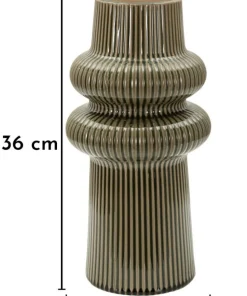 Vase harmonieux en céramique sculptée couleur taupe
