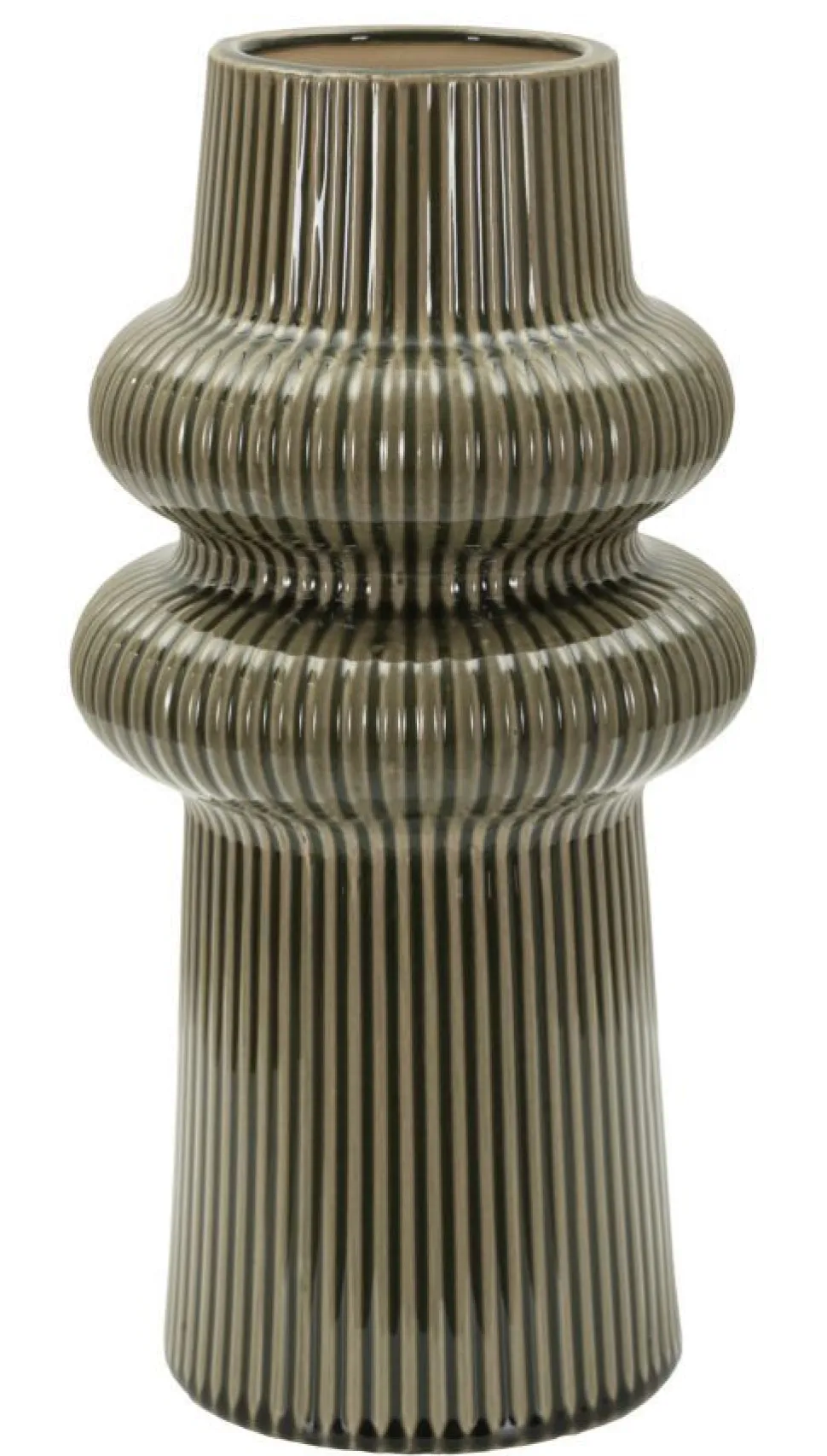 Vase harmonieux en céramique sculptée couleur taupe