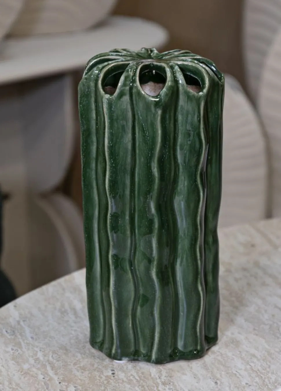 Vase haut effet cactus vert