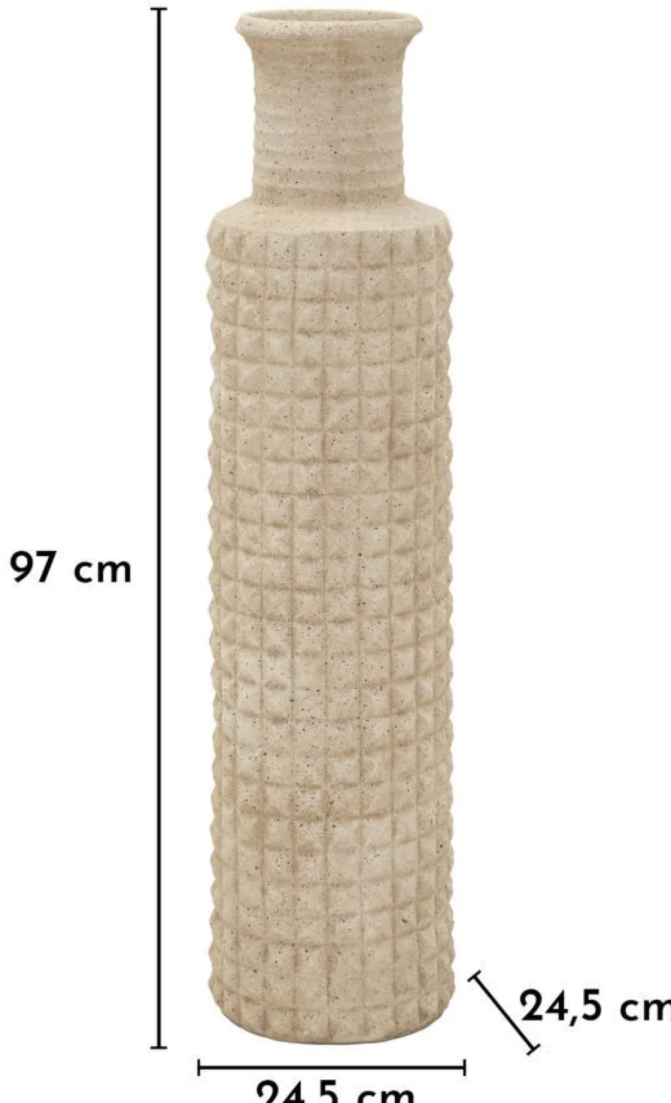 Vase haut en surface sablée couleur Pierre naturelle