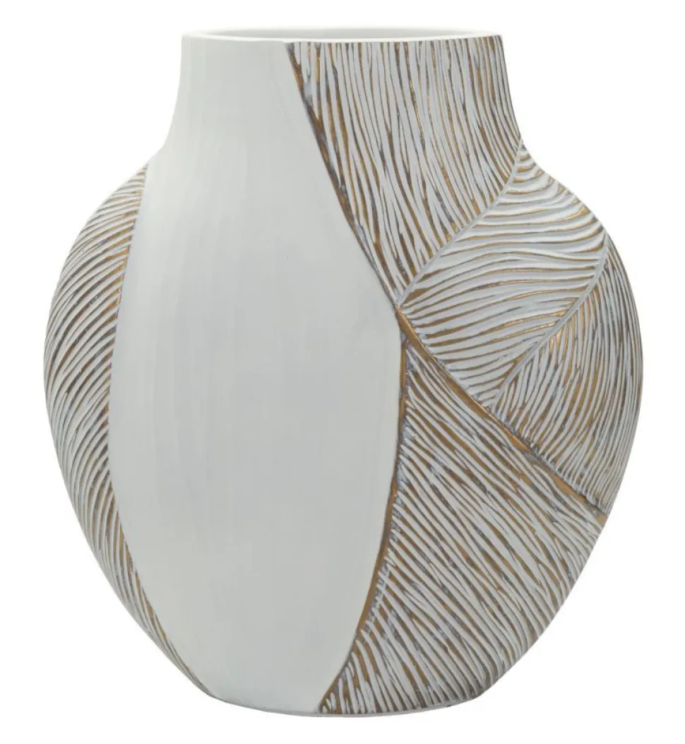 Vase Ho Chi Minh Résine Blanche et Dorée
