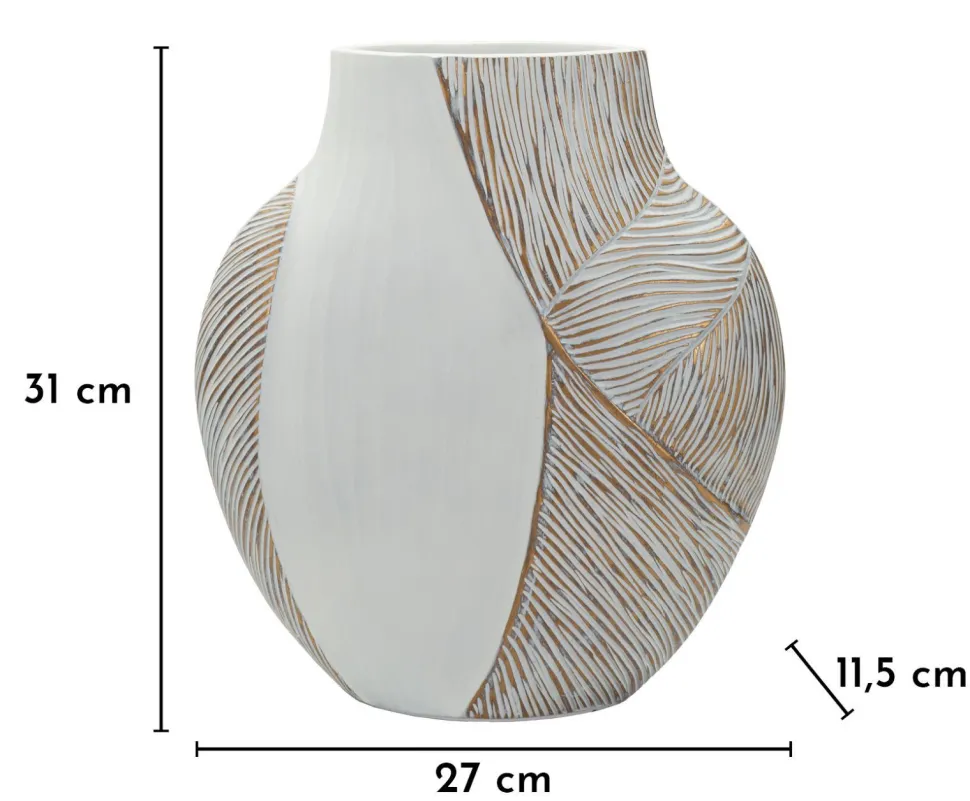 Vase Ho Chi Minh Résine Blanche et Dorée