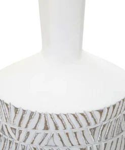 Vase Nairobi Polyrésine Blanche décorations sculptées abstraites et géométriques