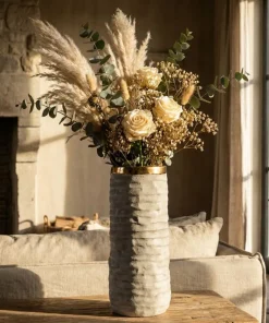 Vase ouvert Lima en céramique Beige et doré