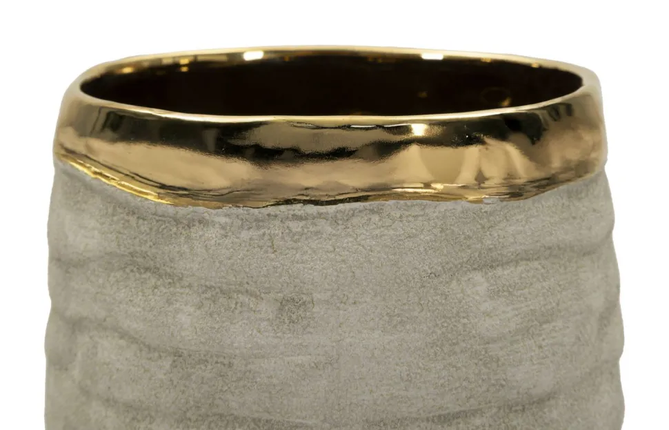Vase ouvert Lima en céramique Beige et doré