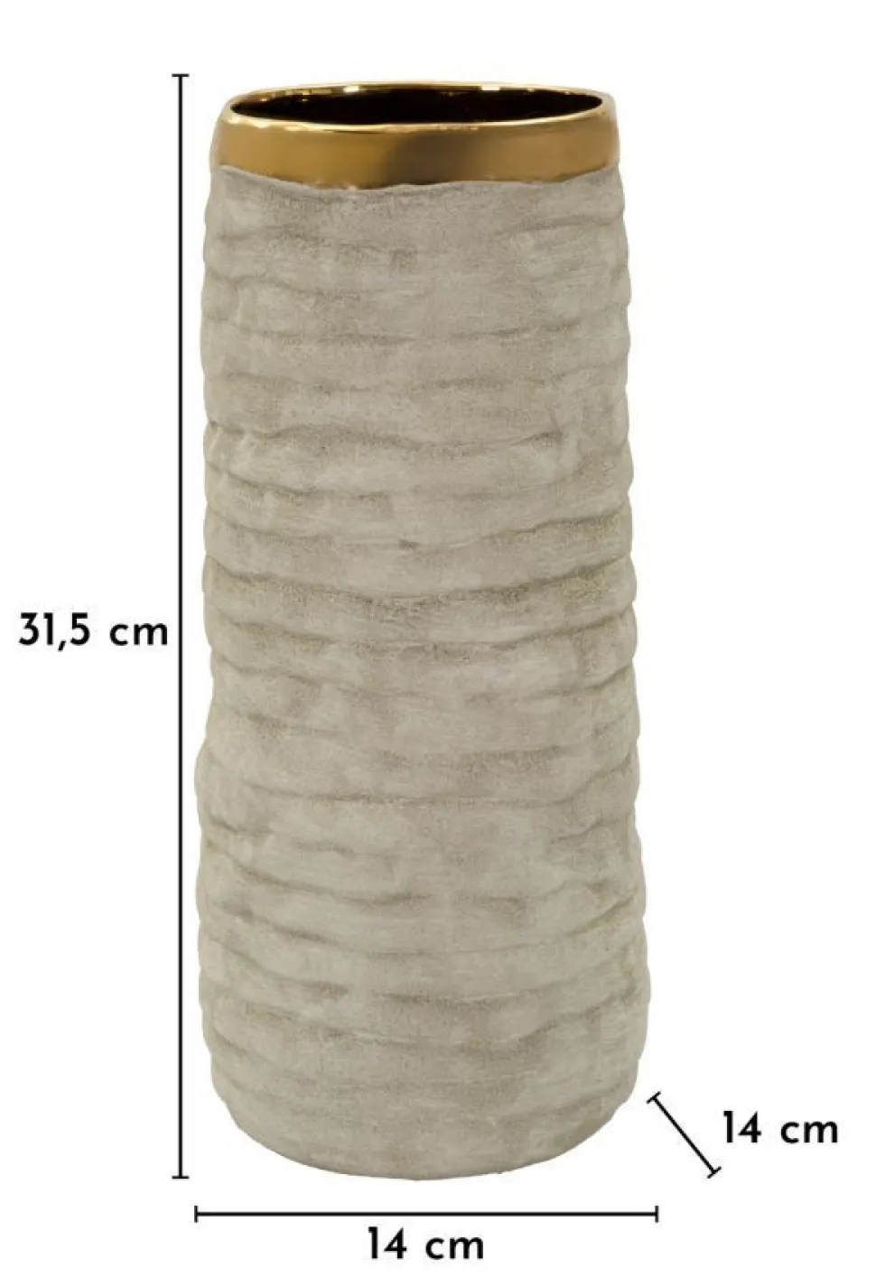 Vase ouvert Lima en céramique Beige et doré