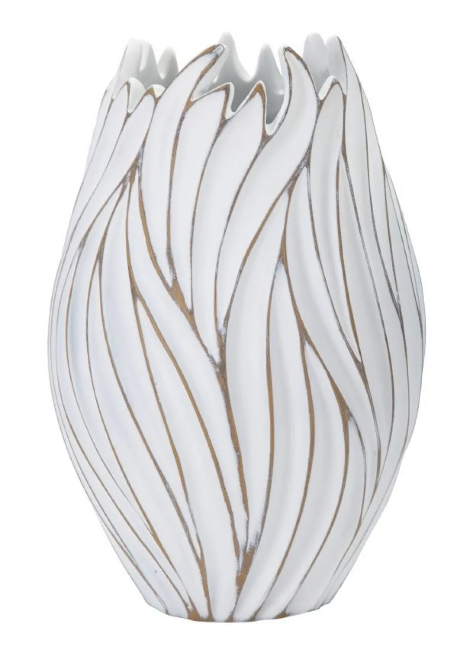 Vase ovale Honduras Polyrésine Blanc décoré