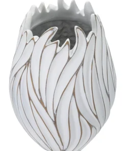 Vase ovale Honduras Polyrésine Blanc décoré