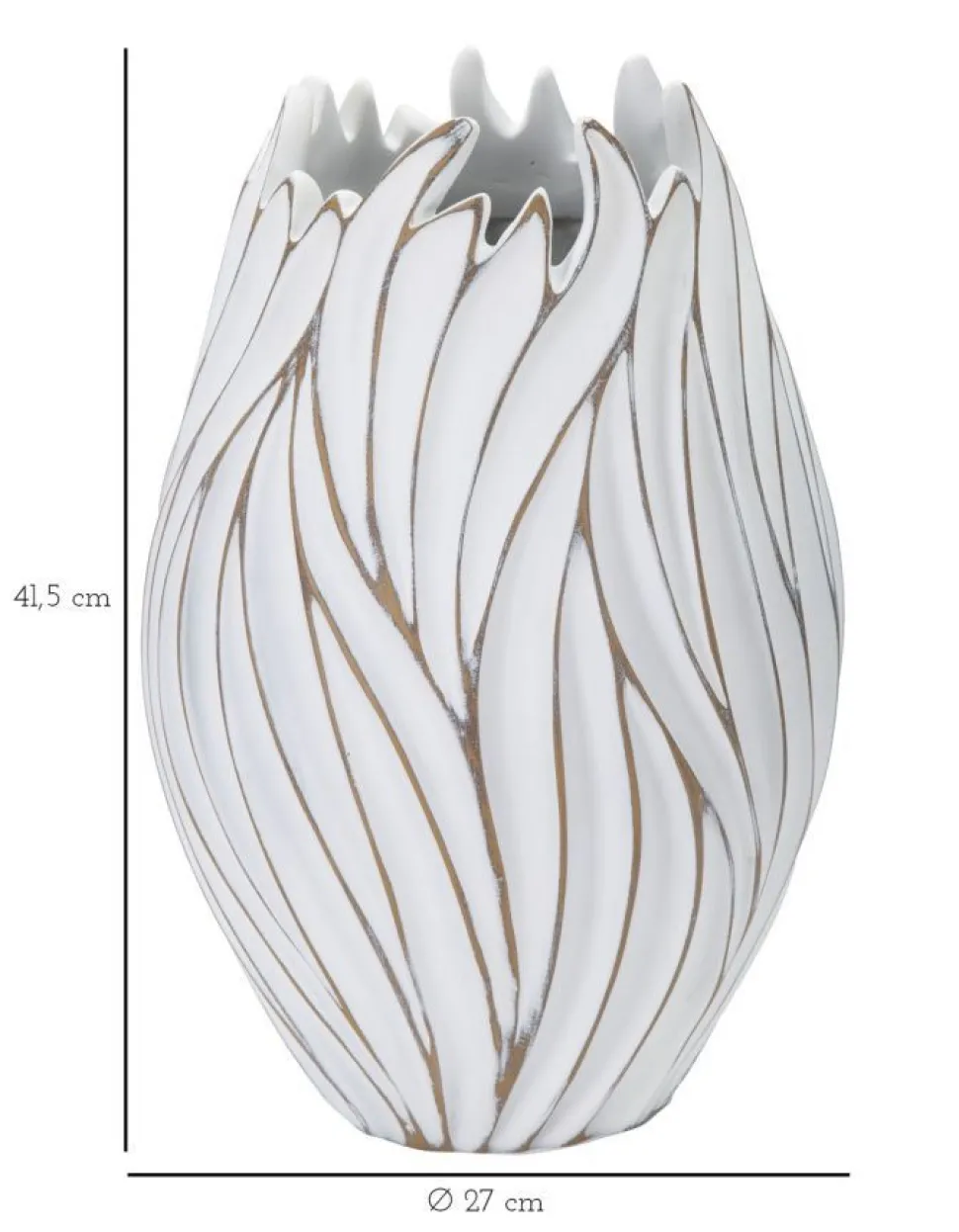 Vase ovale Honduras Polyrésine Blanc décoré