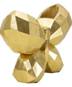 Vase Papillon en polyrésine dorée design cubisme