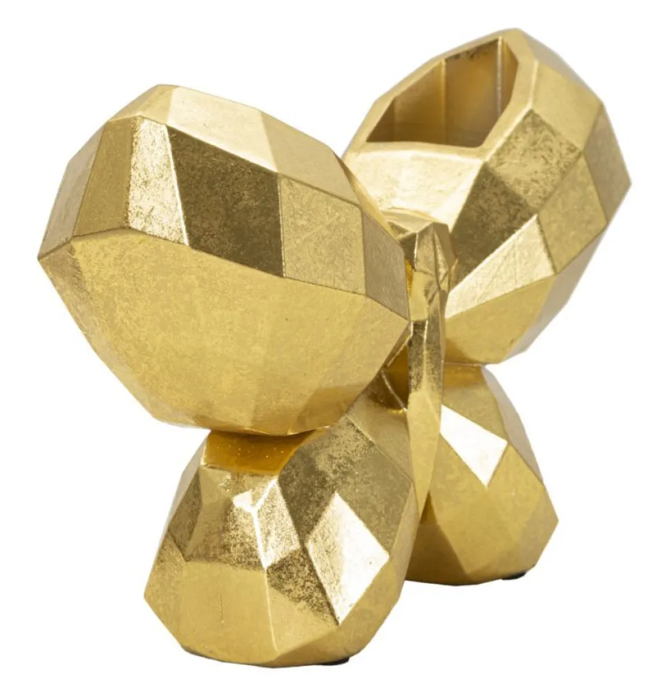 Vase Papillon en polyrésine dorée design cubisme