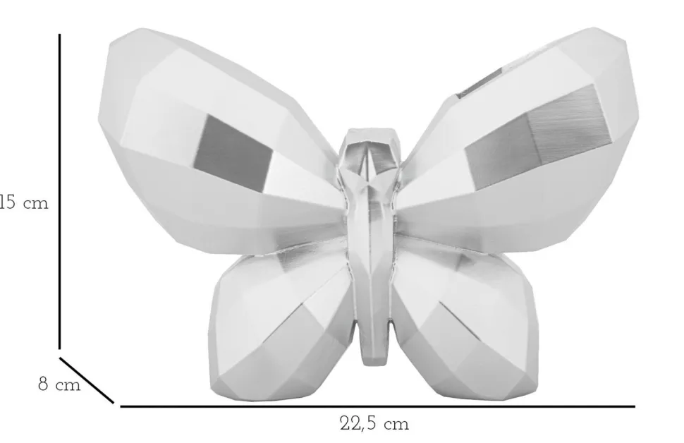 Vase Papillon en Résine Argentée