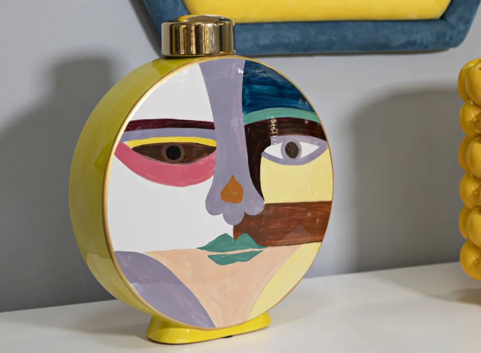 Vase rond Piccassy design cubiste couleurs vives