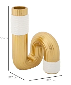 Vase sinueux blanc et doré en polyester