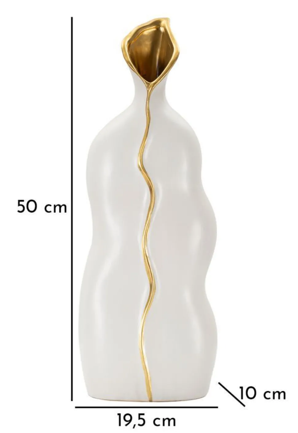 Vase sinueux céramique blanche détail doré