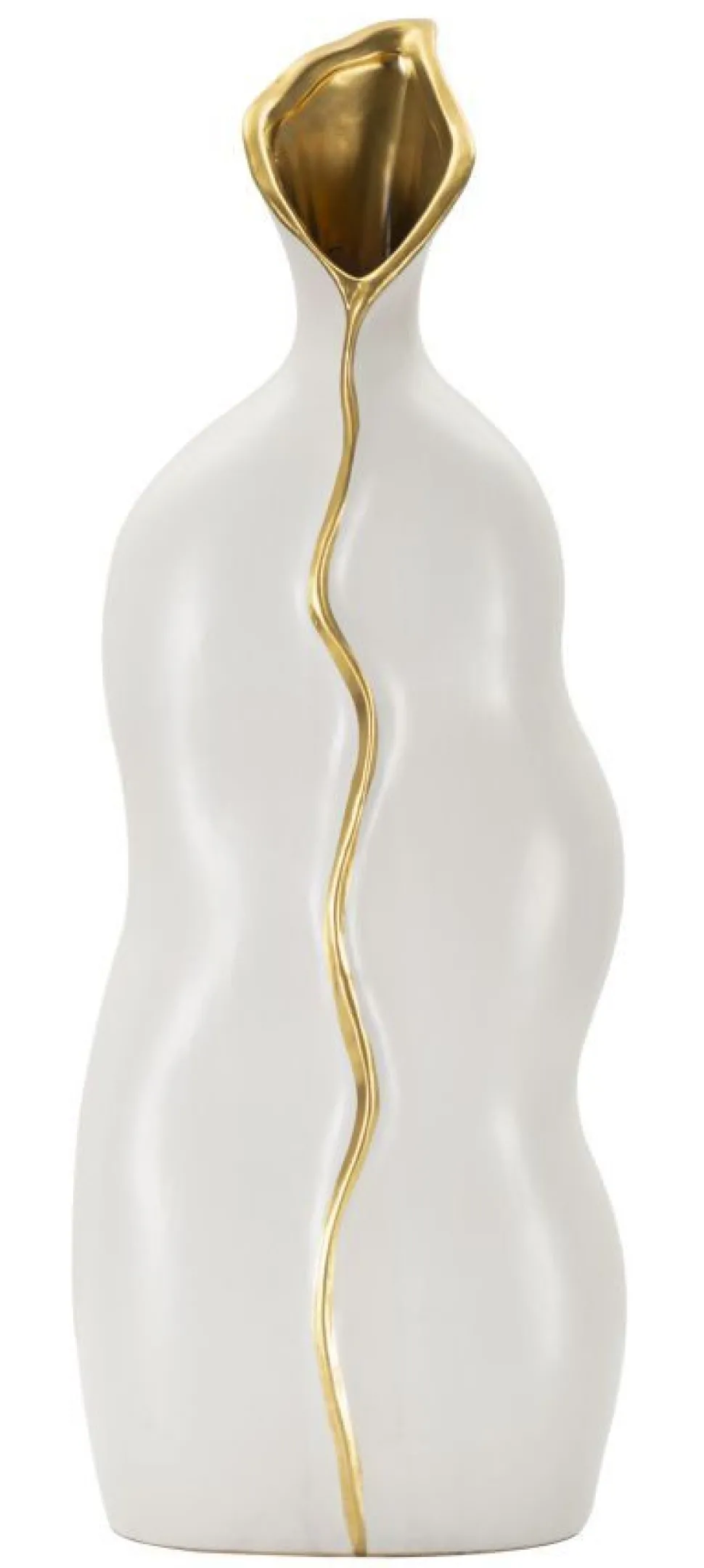 Vase sinueux céramique blanche détail doré