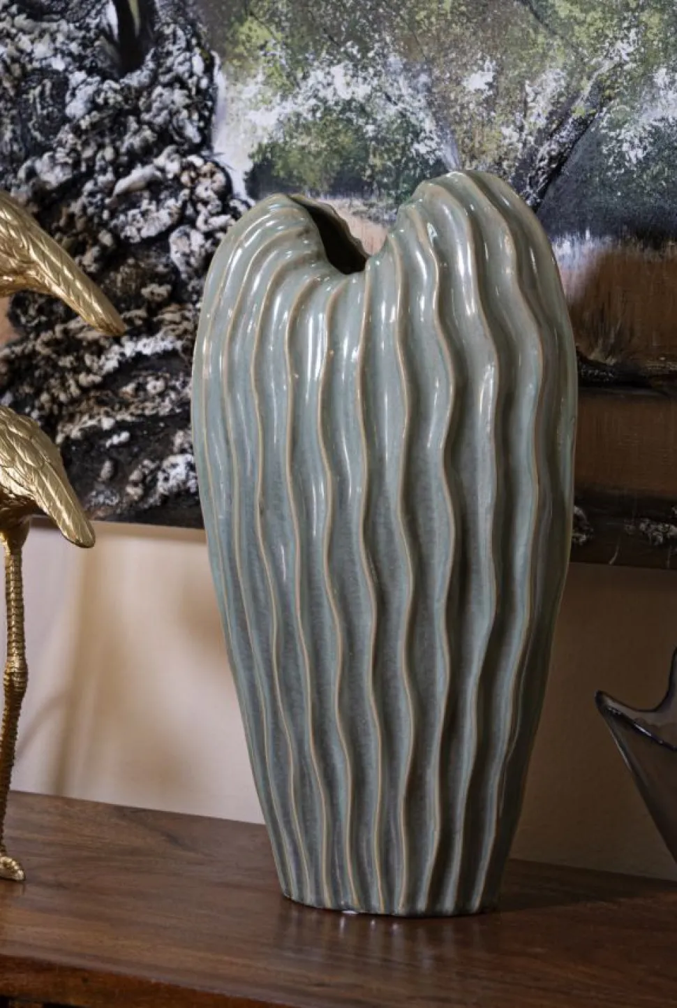 Vase sinueux finition brillante couleur neutre