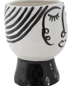 Vase visage Porcelaine Blanche base Noir