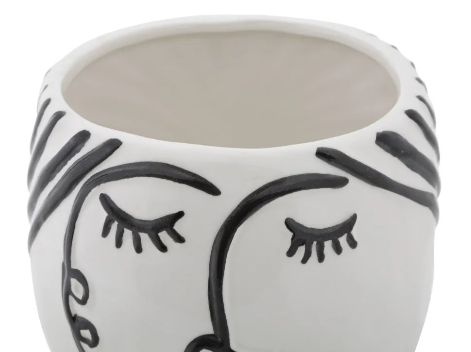 Vase visage Porcelaine Blanche base Noir