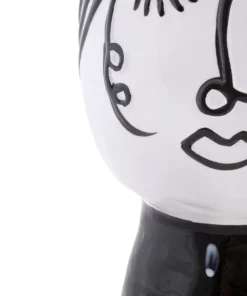 Vase visage Porcelaine Blanche base Noir