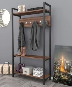 Vestiaire avec étagères et patères Marcadet Chêne