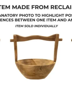 Vide-sac en teck recyclé avec poignée artisanale