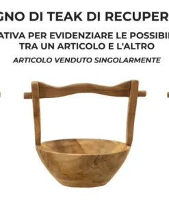 Vide-sac en teck recyclé avec poignée artisanale