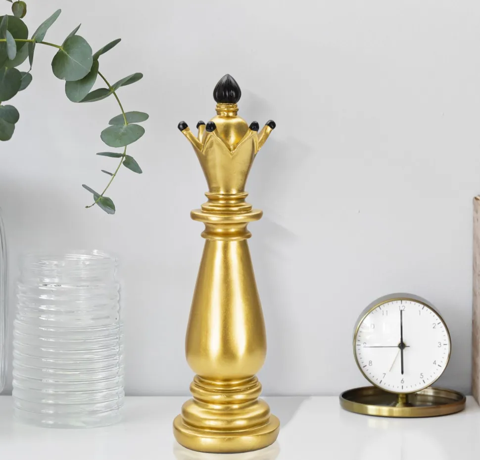 Évêque d'échecs Polyrésine Doré décorations Noires
